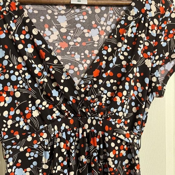 Motherhood Maternity Women's Brown Floral Vneck Tie Back Stretch Dress Medium - Picture 3 of 7